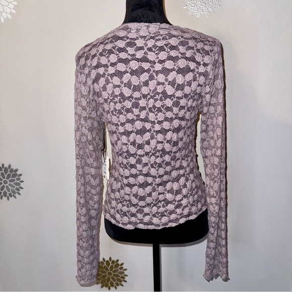 Self Esteem Women’s Purple L/S Lace Button-Up Shirt Top Chic Feminine - Picture 3 of 15